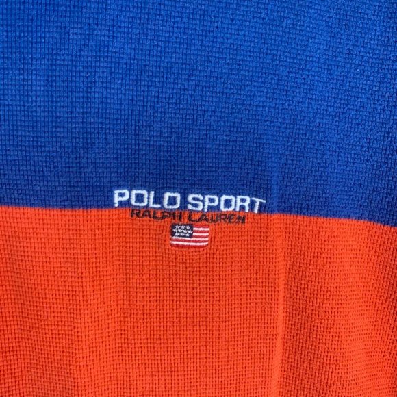 Polo Sport Ralph Lauren Mens Shirt Blue Orange Stripe Short Sleeve Logo XXL - Picture 3 of 6